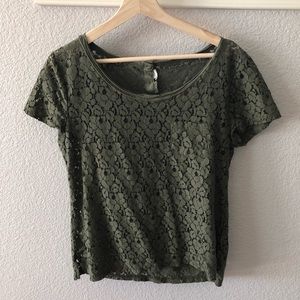 H & M Hunter Green Lace Top